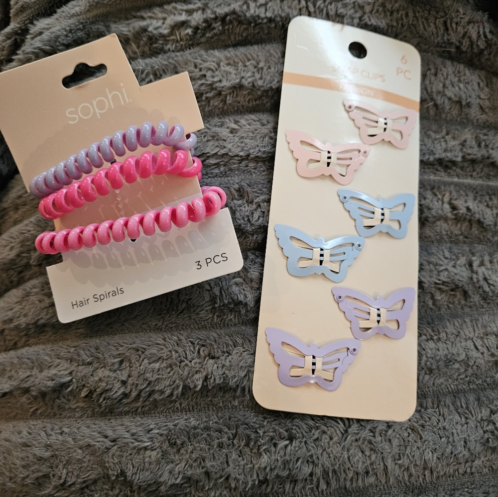 Pink and Purple Spiral Hair Accessories Set